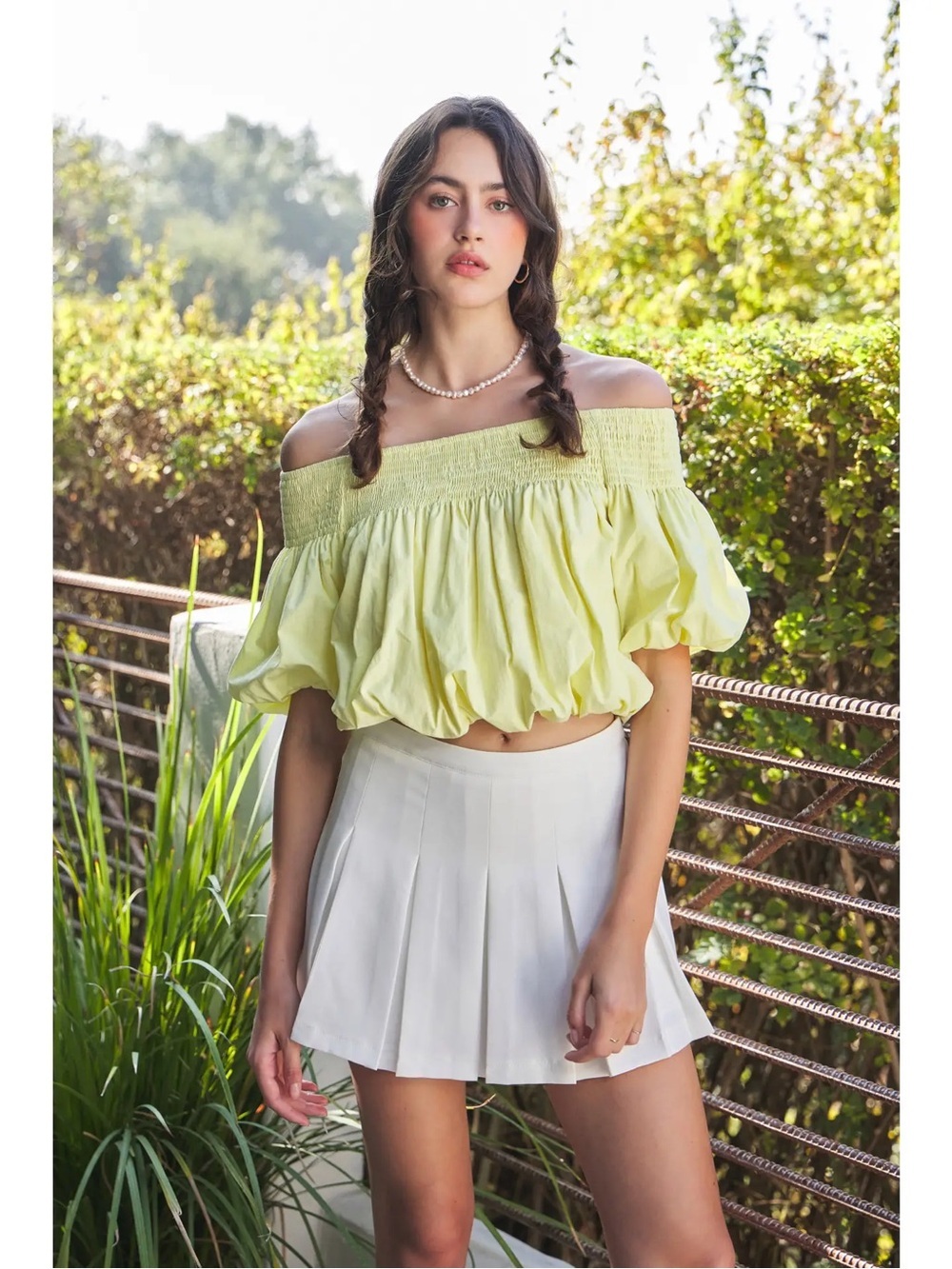 NWT Off-Shoulder Puff Sleeve Crop Top